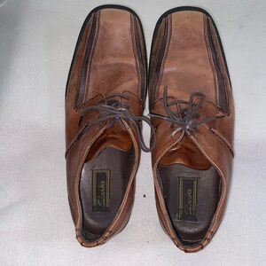 Clarks Men’s 11 Brown Leather Square Toe Lace Up Dress Shoes Comfort Oxford